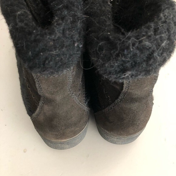 TECNICA Animal Hair Suede Sherpa Lined LaceUp Black Boots Made in Italy VINTAGE - Picture 5 of 9